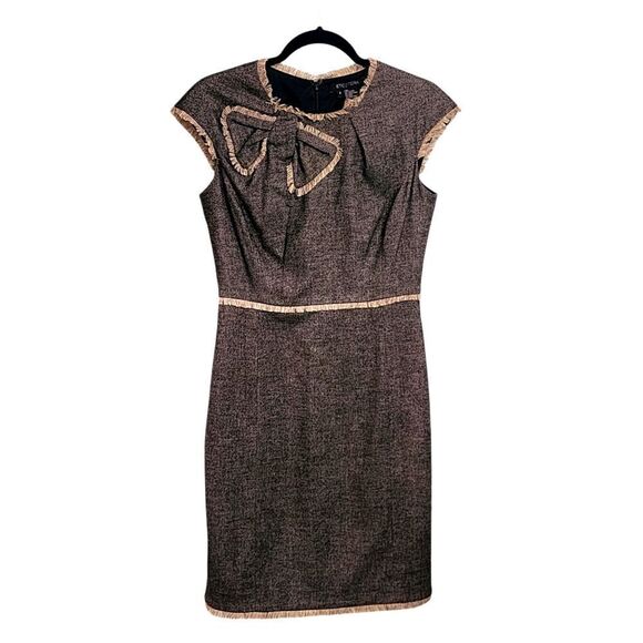 Etcetera dress 2 Y2K wool blend herringbone cap sleeve sheath Old Money Office - Picture 1 of 5